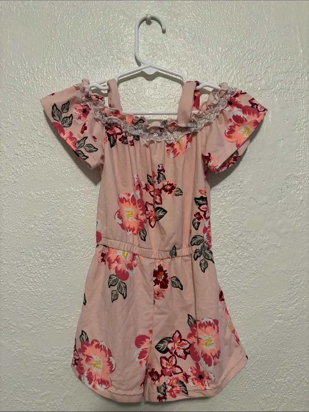 Pink Floral Off-Shoulder Romper